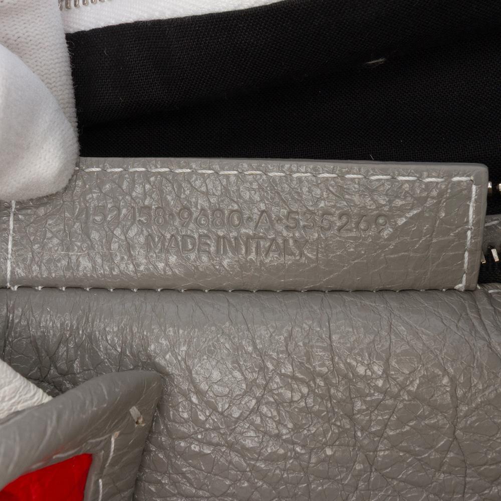Balenciaga B Balenciaga Gray Lambskin Leather Leather XS Lambskin Bazar Shopper Satchel Italy
