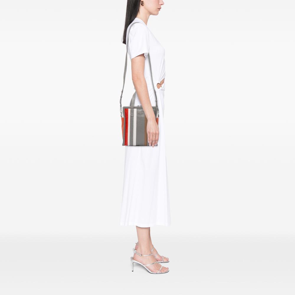 Balenciaga B Balenciaga Gray Lambskin Leather Leather XS Lambskin Bazar Shopper Satchel Italy