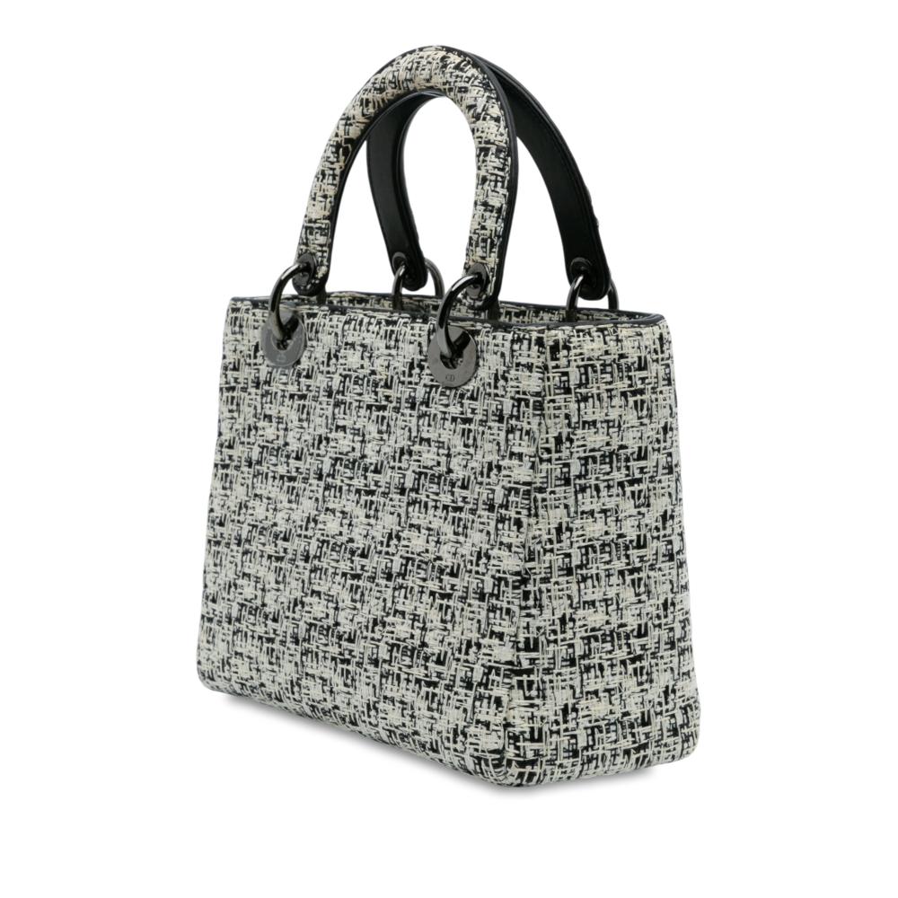 Christian Dior B Dior White Tweed Fabric Medium Lady Dior Italy