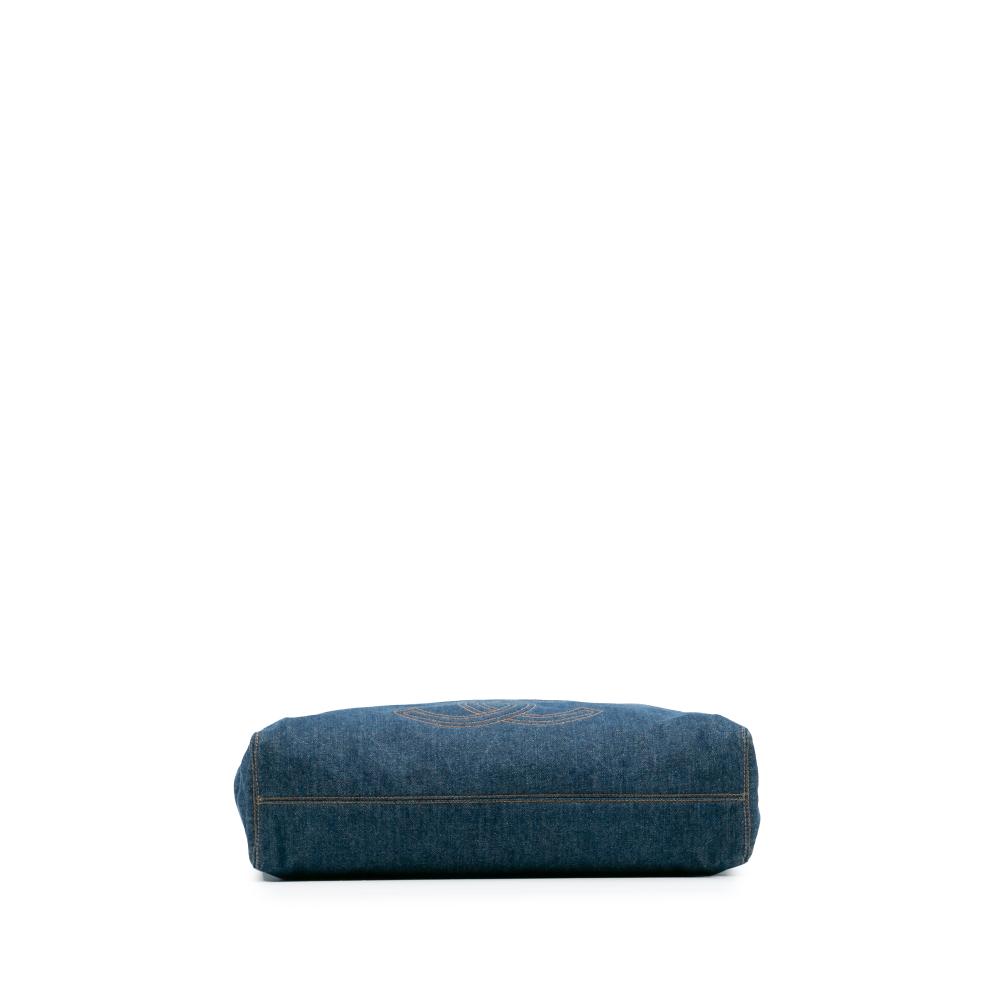 Chanel B Chanel Blue Denim Fabric CC Chain Tote Italy