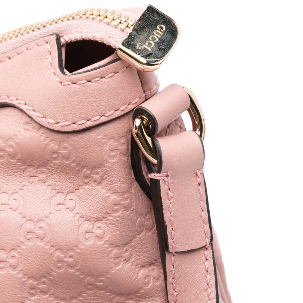 Gucci AB Gucci Pink Calf Leather Large Microguccissima Bree Shoulder Bag Italy