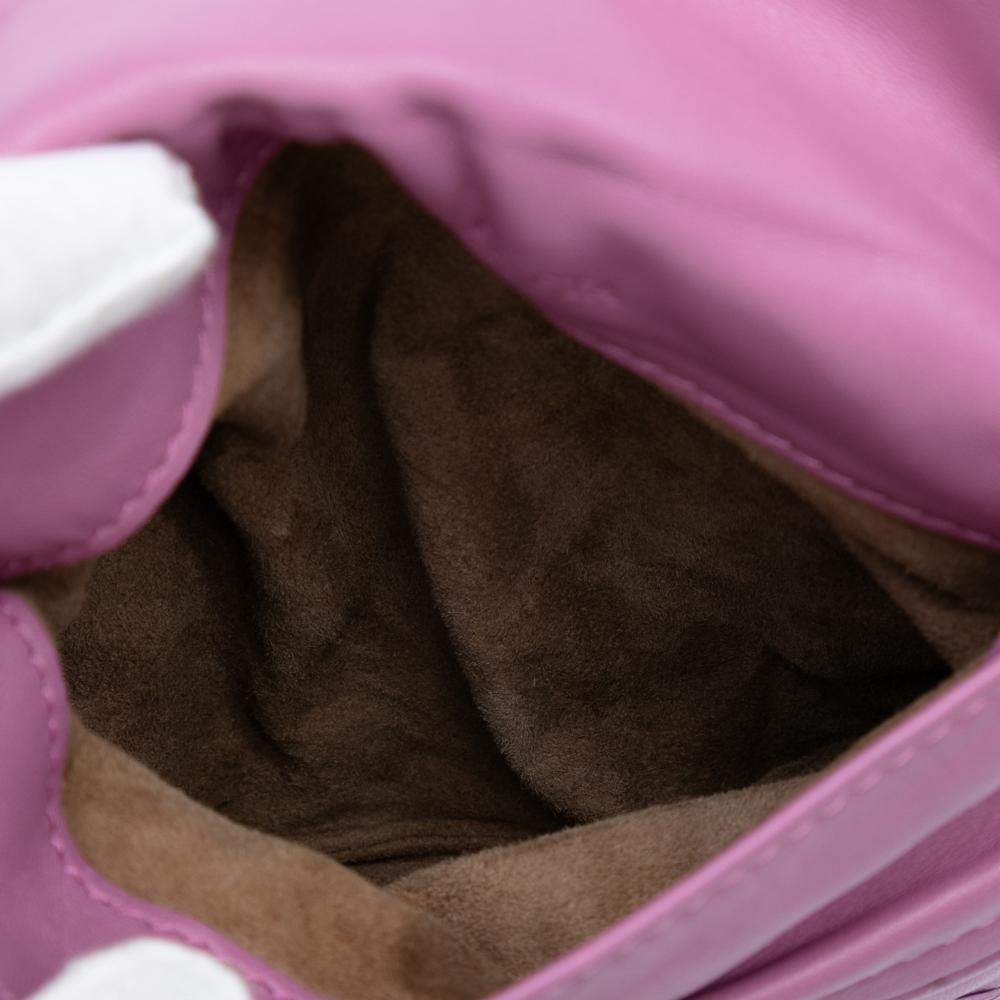 Bottega Veneta Pink Mini Nappa Intrecciato Expandable Chain Flap Crossbody Italy