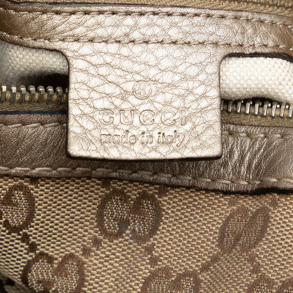 Gucci B Gucci Brown Beige Canvas Fabric Large GG Bella Shoulder Bag Italy