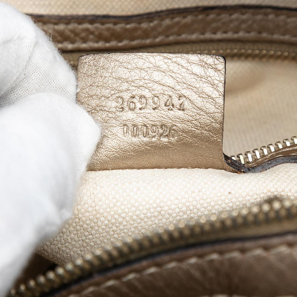 Gucci B Gucci Brown Beige Canvas Fabric Large GG Bella Shoulder Bag Italy