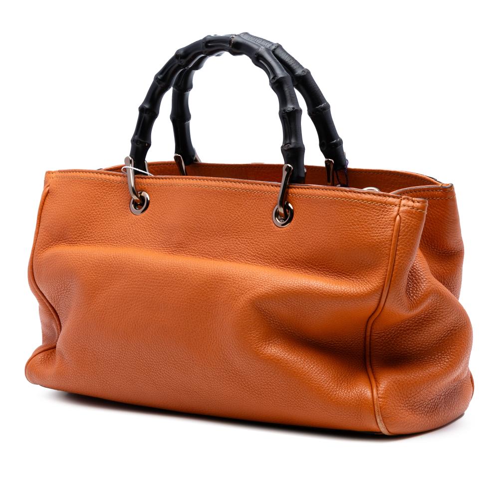 Gucci B Gucci Orange Calf Leather Medium skin Bamboo Shopper Satchel Italy