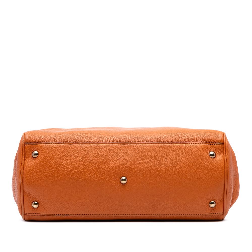 Gucci B Gucci Orange Calf Leather Medium skin Bamboo Shopper Satchel Italy