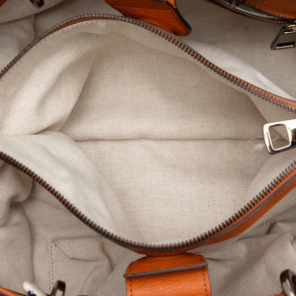 Gucci B Gucci Orange Calf Leather Medium skin Bamboo Shopper Satchel Italy