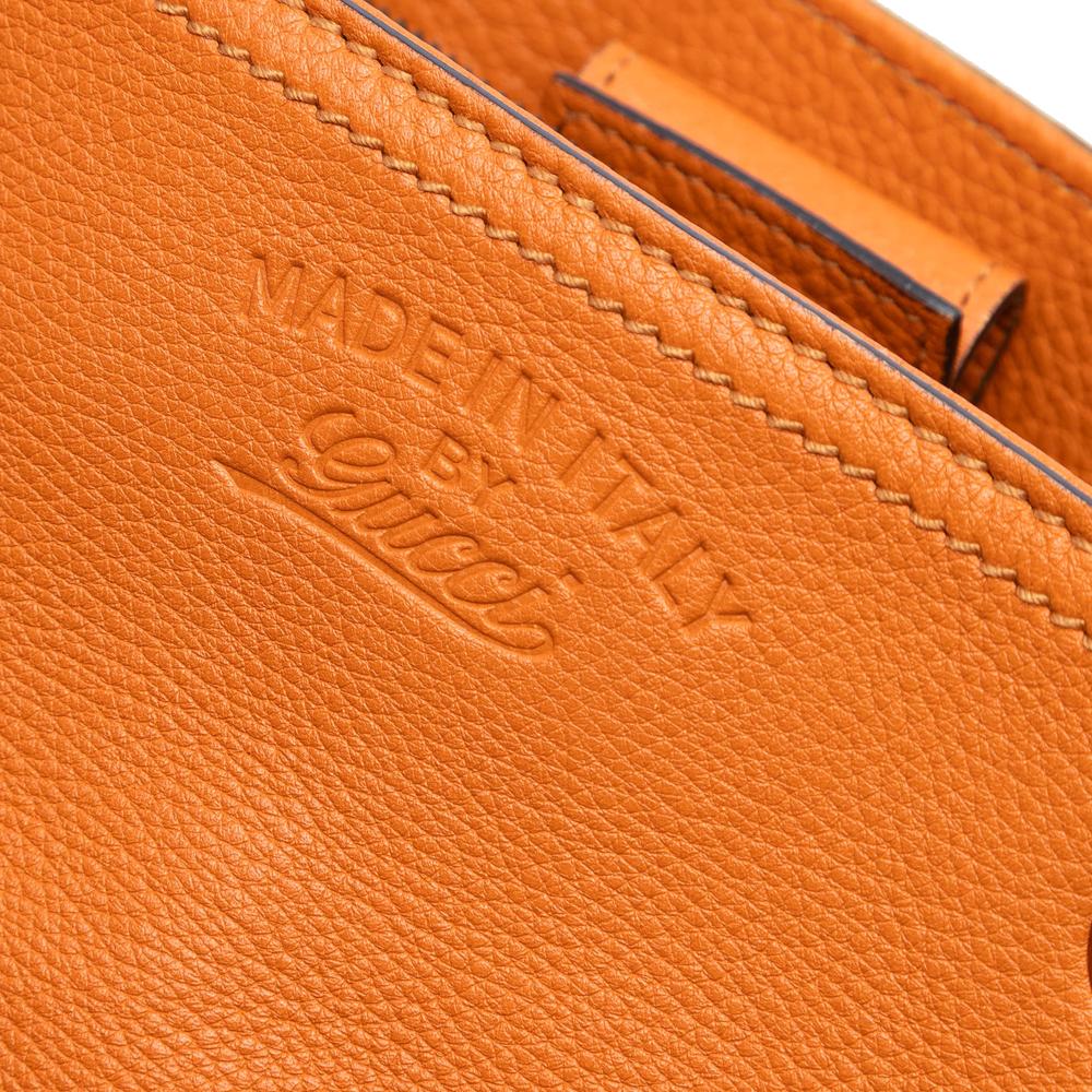 Gucci B Gucci Orange Calf Leather Medium skin Bamboo Shopper Satchel Italy