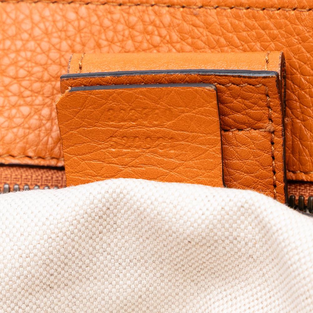 Gucci B Gucci Orange Calf Leather Medium skin Bamboo Shopper Satchel Italy