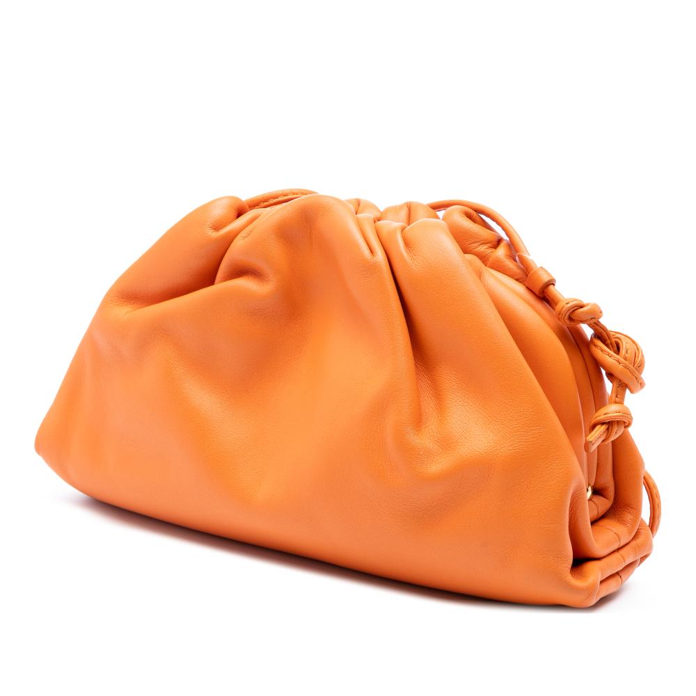 Bottega Veneta AB Bottega Veneta Orange Lambskin Leather Leather Lambskin The Mini Pouch Crossbody Italy