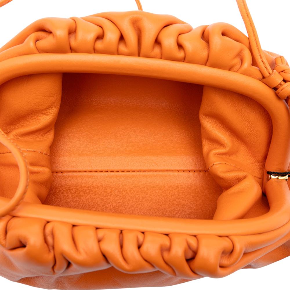 Bottega Veneta AB Bottega Veneta Orange Lambskin Leather Leather Lambskin The Mini Pouch Crossbody Italy
