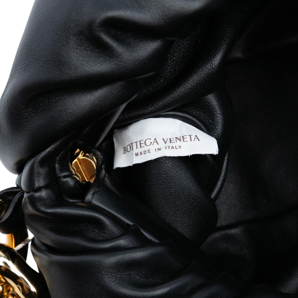 Bottega Veneta AB Bottega Veneta Black Lambskin Leather Leather Small Lambskin Chain Pouch Italy