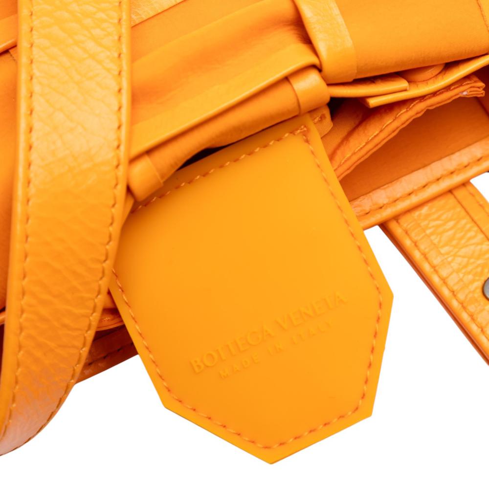 Bottega Veneta Orange Extra Mini Crinkled Lambskin Intrecciato Cassette Crossbody Italy