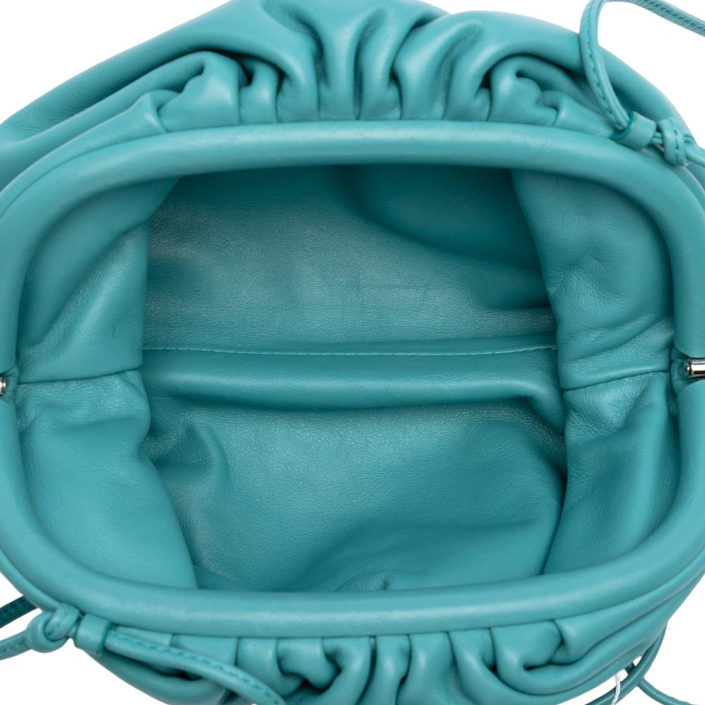 Bottega Veneta B Bottega Veneta Blue Turquoise Lambskin Leather Leather Lambskin The Mini Pouch Crossbody Italy