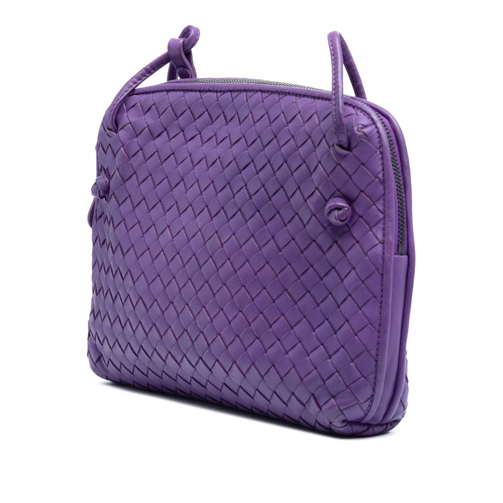 Bottega Veneta B Bottega Veneta Purple Dark Purple Nappa Leather Leather Nappa Intrecciato Nodini Crossbody Italy