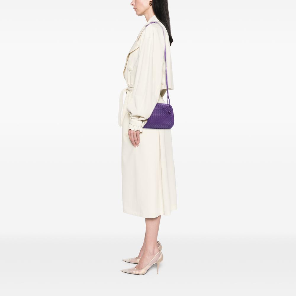 Bottega Veneta B Bottega Veneta Purple Dark Purple Nappa Leather Leather Nappa Intrecciato Nodini Crossbody Italy