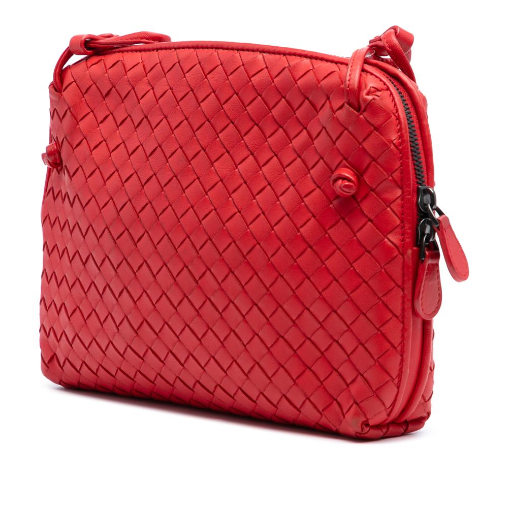 Bottega Veneta B Bottega Veneta Red Nappa Leather Leather Nappa Intrecciato Nodini Crossbody Italy