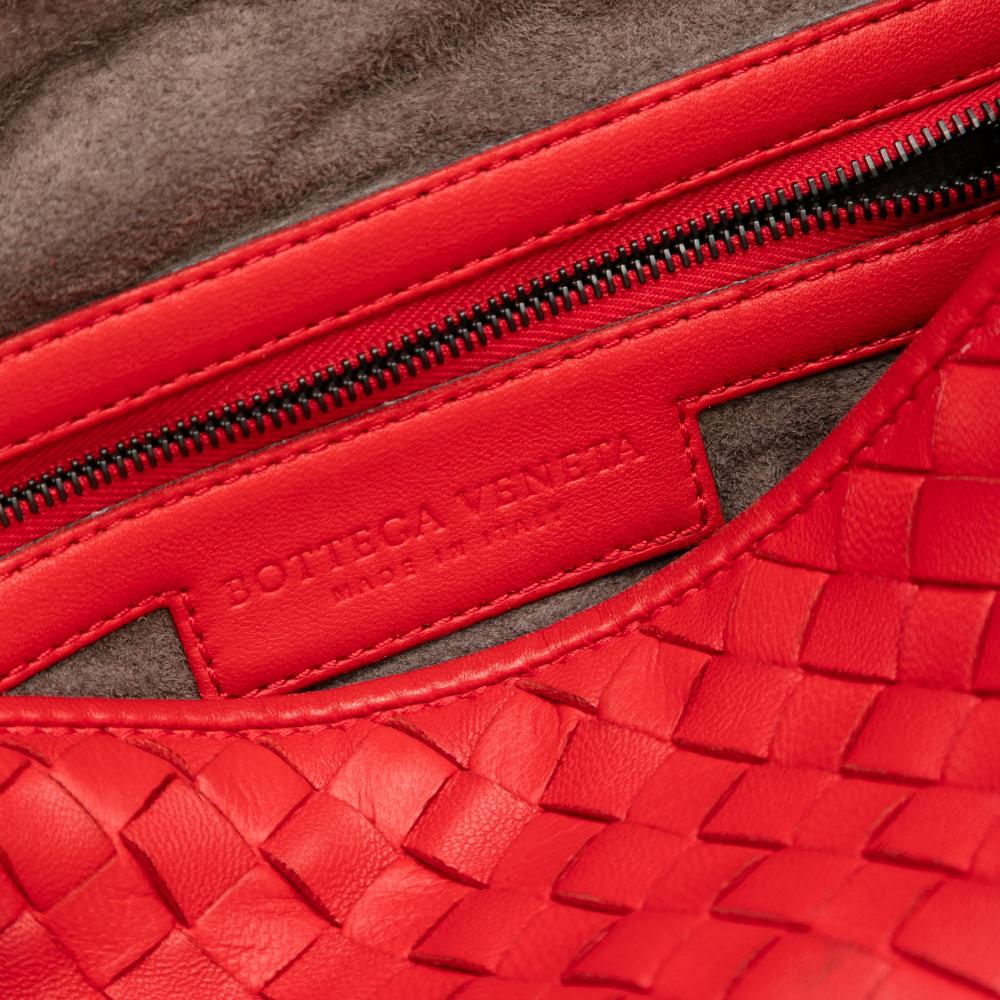 Bottega Veneta B Bottega Veneta Red Nappa Leather Leather Nappa Intrecciato Nodini Crossbody Italy