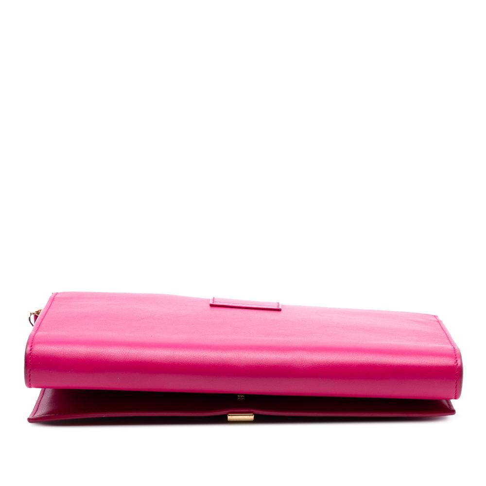 Saint Laurent B Saint Laurent Pink Dark Pink Calf Leather Chyc Ligne Wallet on Chain Italy