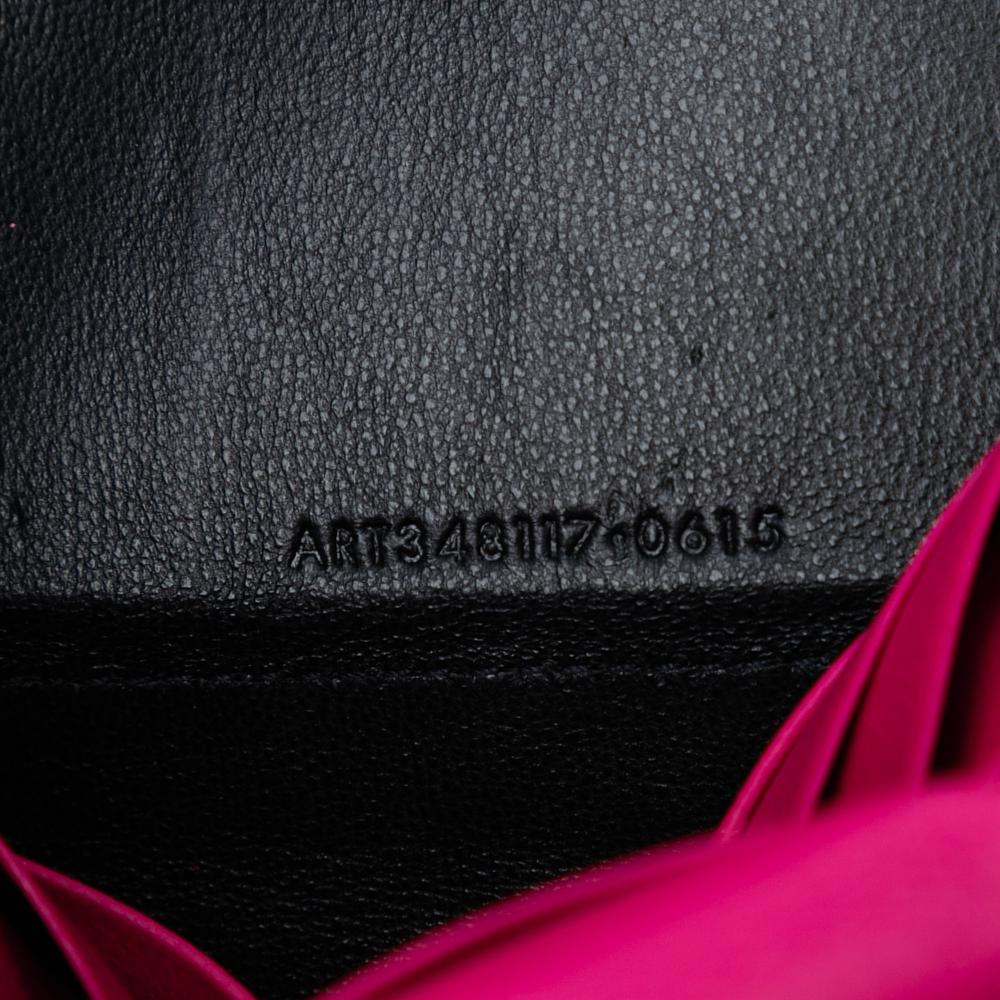 Saint Laurent B Saint Laurent Pink Dark Pink Calf Leather Chyc Ligne Wallet on Chain Italy