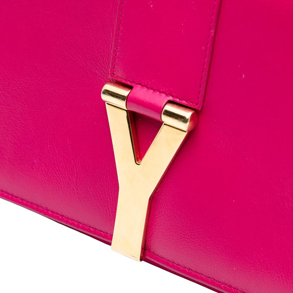 Saint Laurent B Saint Laurent Pink Dark Pink Calf Leather Chyc Ligne Wallet on Chain Italy