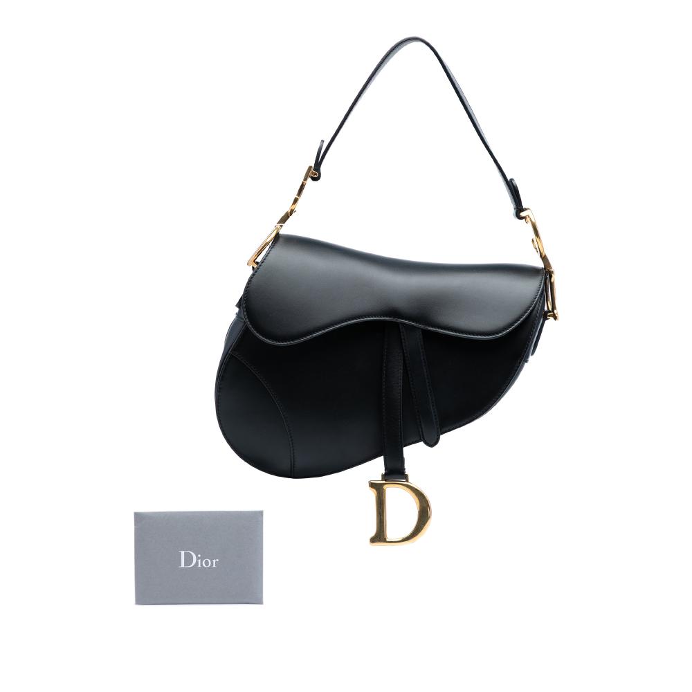 Christian Dior B Dior Black Calf Leather Mini Saddle Bag Italy
