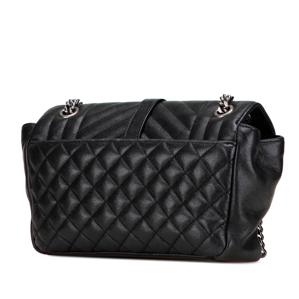 Saint Laurent B Saint Laurent Black Sheepskin Leather Leather Medium Sheepskin Triquilt Monogram College Bag Italy