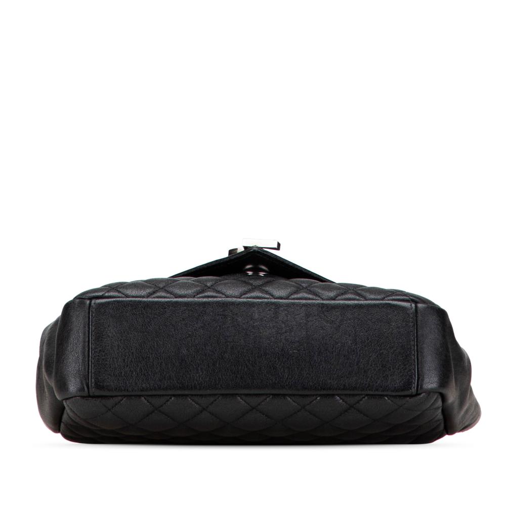 Saint Laurent B Saint Laurent Black Sheepskin Leather Leather Medium Sheepskin Triquilt Monogram College Bag Italy