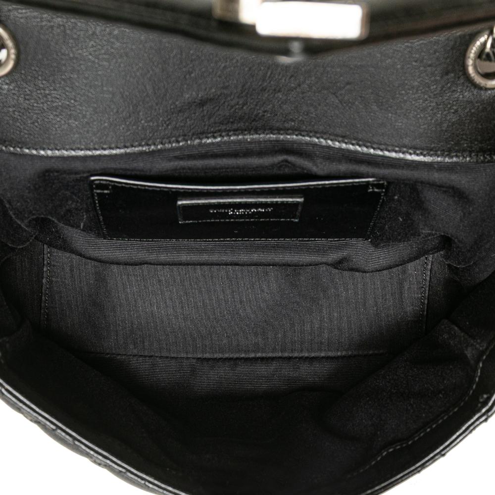 Saint Laurent B Saint Laurent Black Sheepskin Leather Leather Medium Sheepskin Triquilt Monogram College Bag Italy