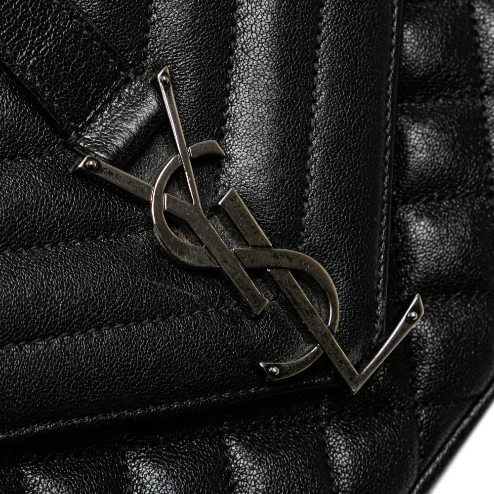 Saint Laurent B Saint Laurent Black Sheepskin Leather Leather Medium Sheepskin Triquilt Monogram College Bag Italy