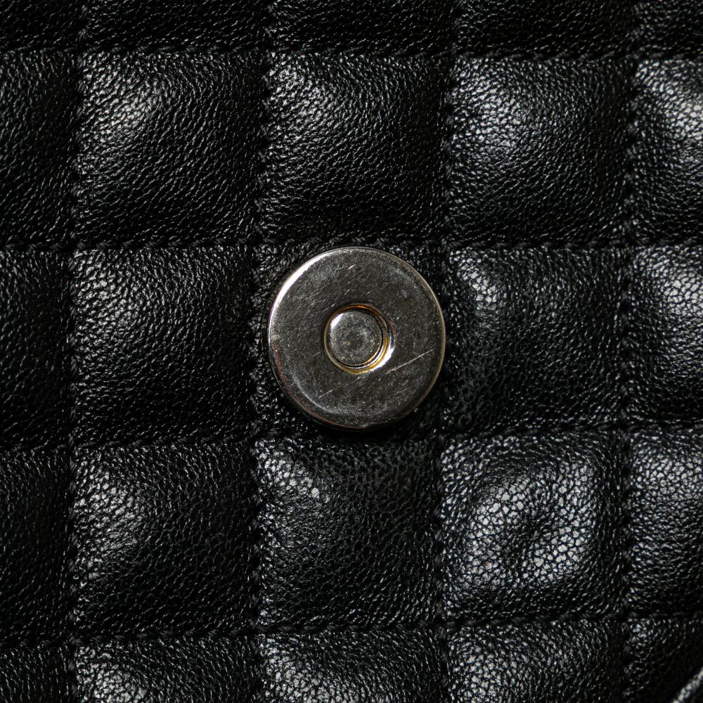 Saint Laurent B Saint Laurent Black Sheepskin Leather Leather Medium Sheepskin Triquilt Monogram College Bag Italy