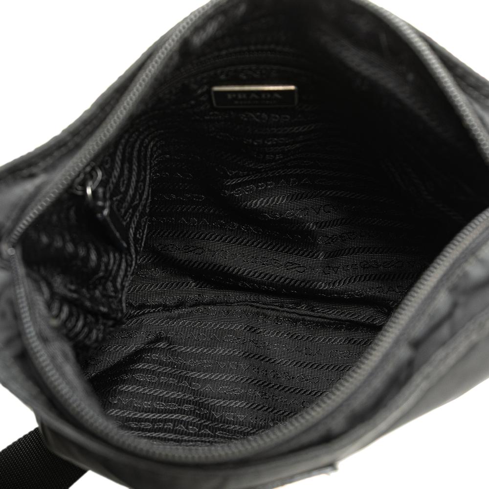 Prada B Prada Black Nylon Fabric Tessuto Zip Top Crossbody Italy
