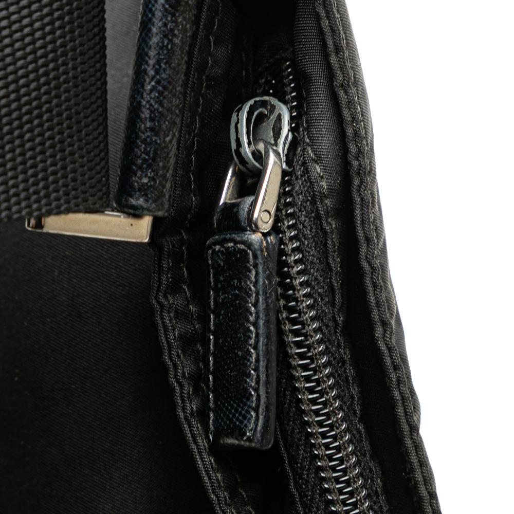 Prada B Prada Black Nylon Fabric Tessuto Zip Top Crossbody Italy