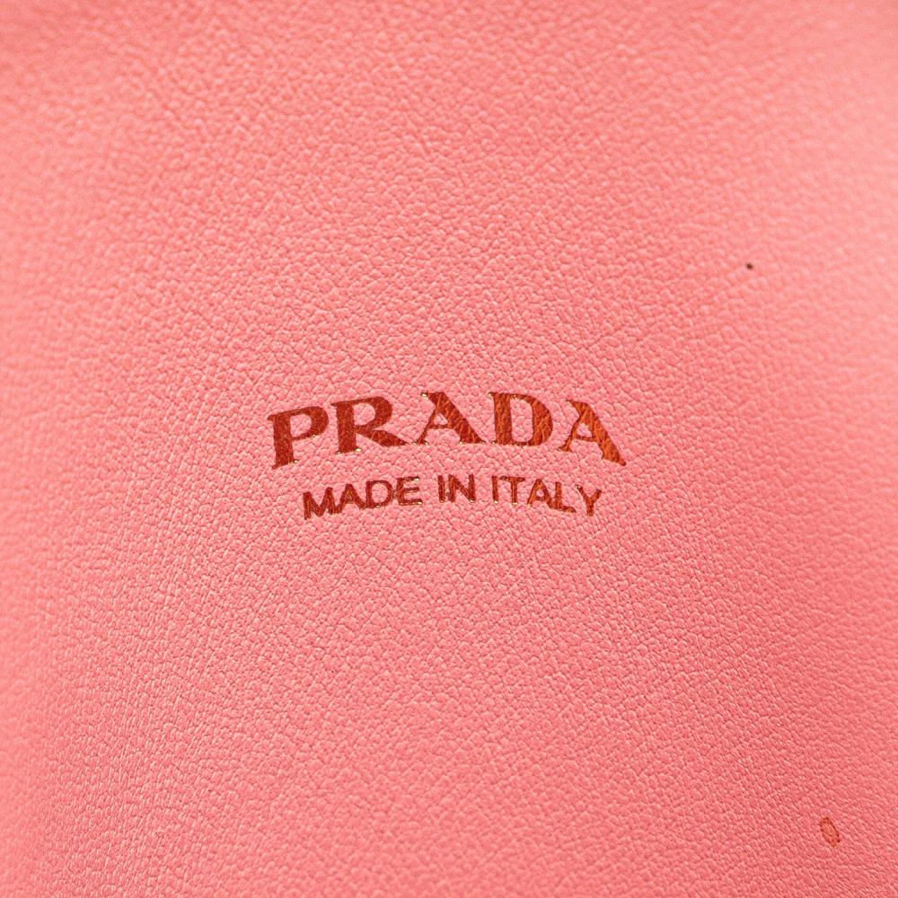 Prada B Prada Pink Saffiano Leather Mini Crossbody Phone Pouch Italy