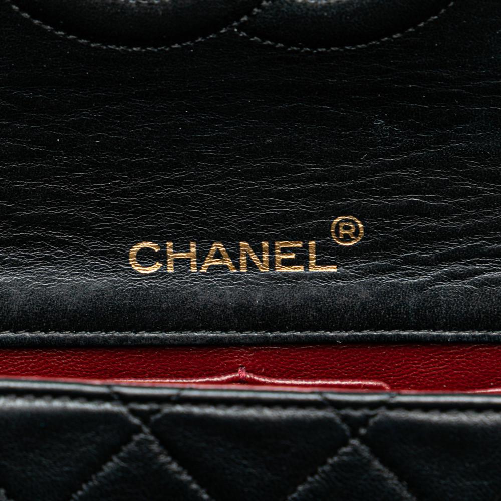 Chanel B Chanel Black Lambskin Leather Leather Mini CC Quilted Lambskin Full Flap France