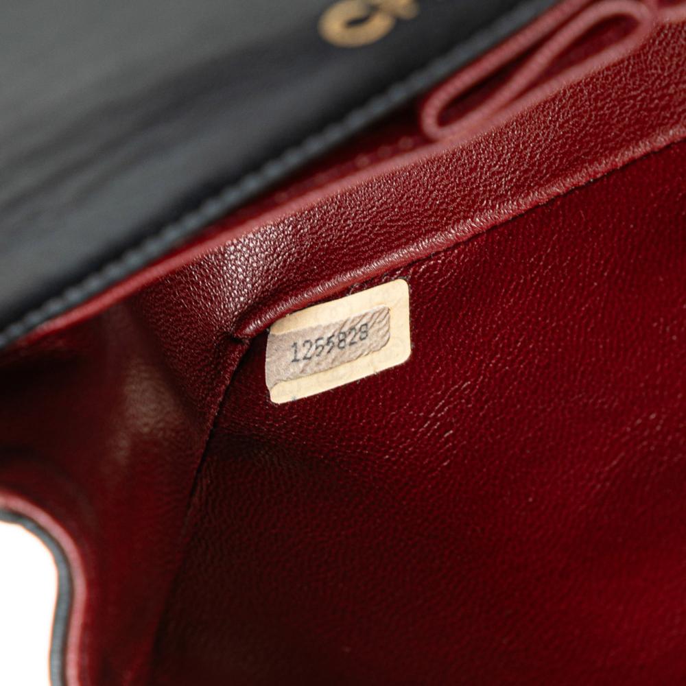 Chanel B Chanel Black Lambskin Leather Leather Mini CC Quilted Lambskin Full Flap France