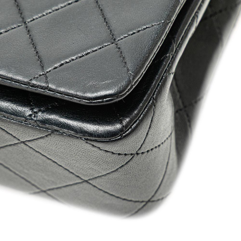Chanel B Chanel Black Lambskin Leather Leather Mini CC Quilted Lambskin Full Flap France