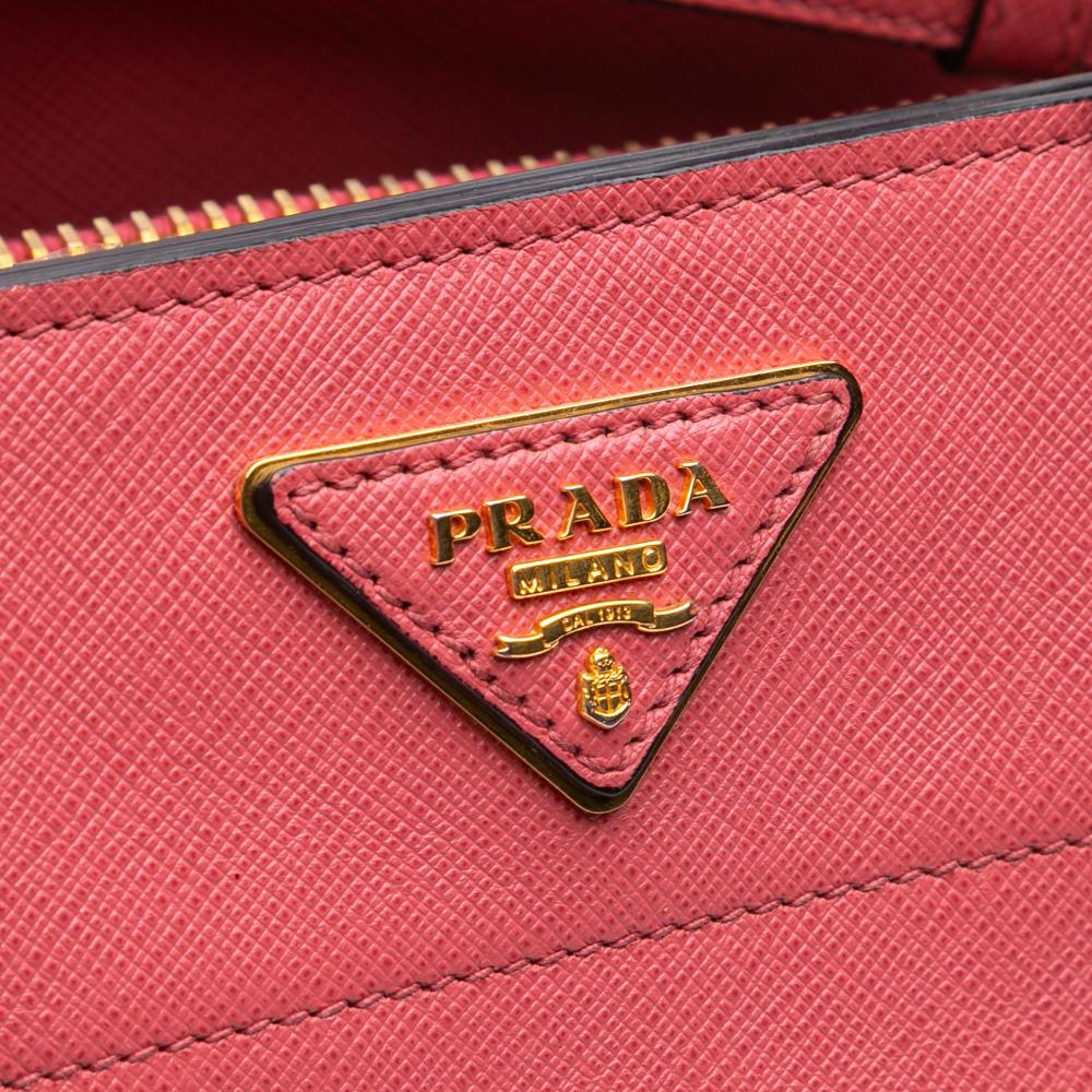 Prada B Prada Pink Blush Saffiano Leather Soft Triple Pocket Tote Italy