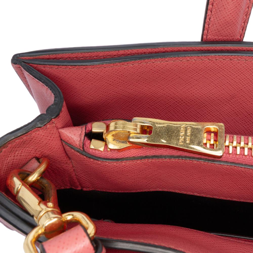 Prada B Prada Pink Blush Saffiano Leather Soft Triple Pocket Tote Italy
