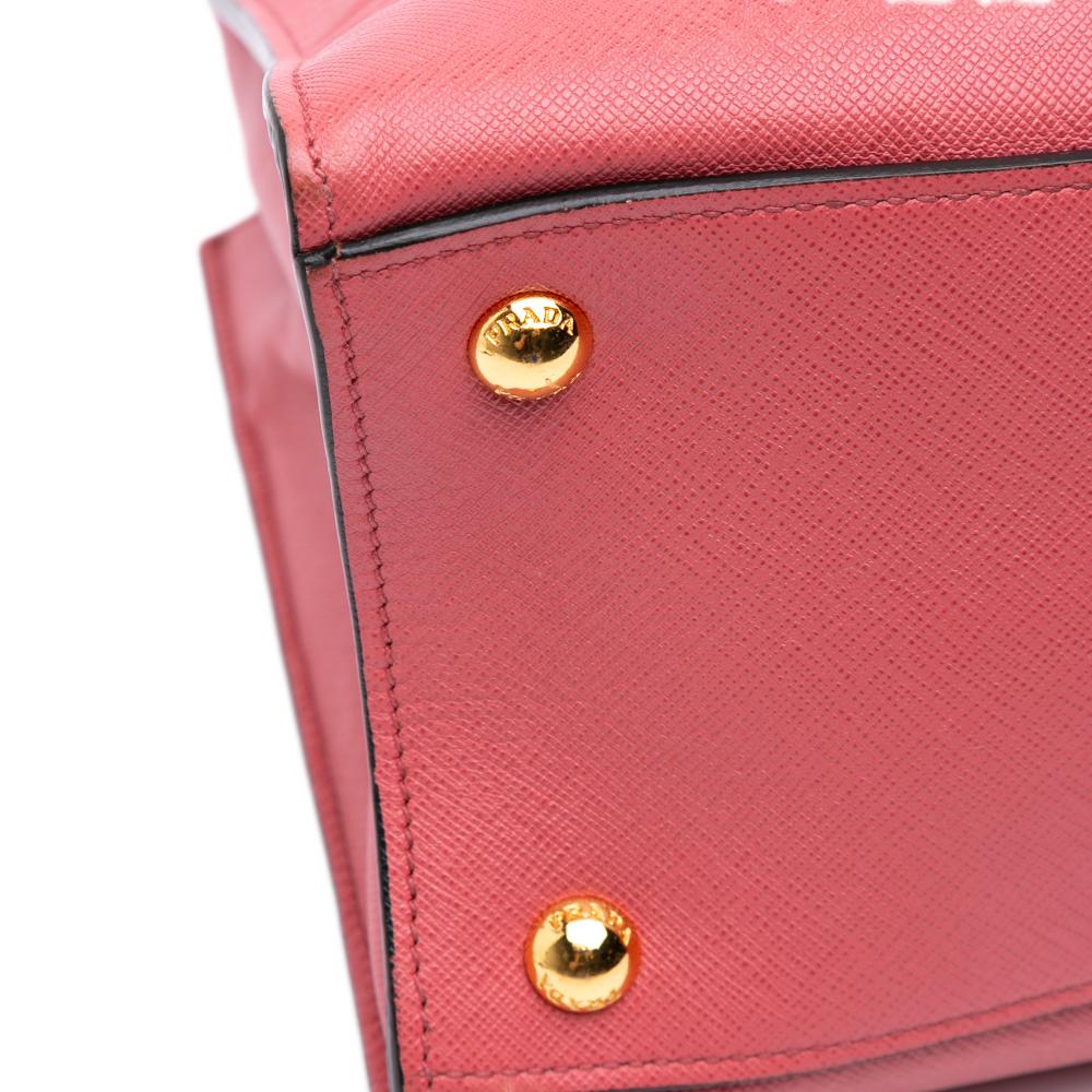 Prada B Prada Pink Blush Saffiano Leather Soft Triple Pocket Tote Italy