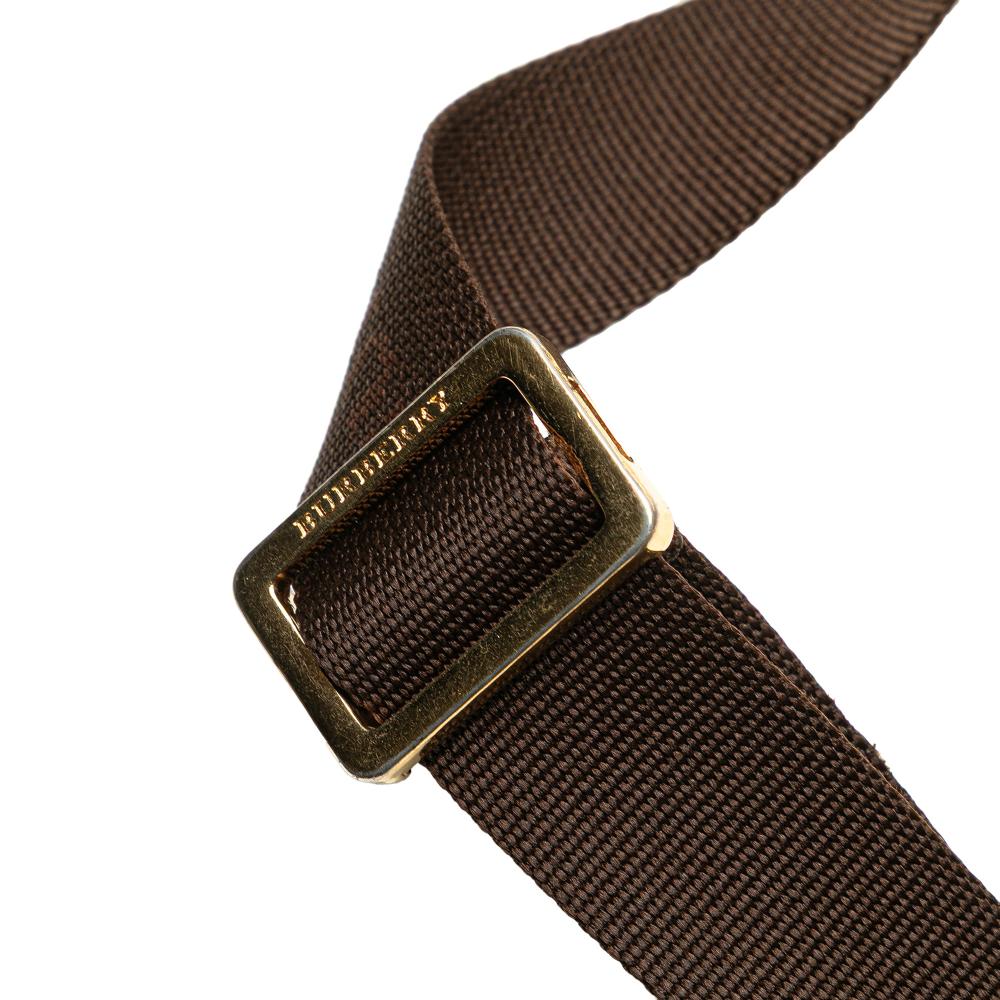 Burberry B Burberry Brown Beige Canvas Fabric Haymarket Check Crossbody Italy