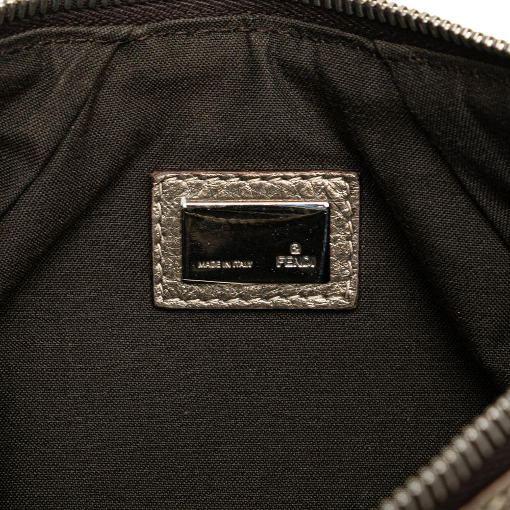 Fendi AB Fendi Brown Dark Brown Canvas Fabric Zucchino Chain Pochette Italy