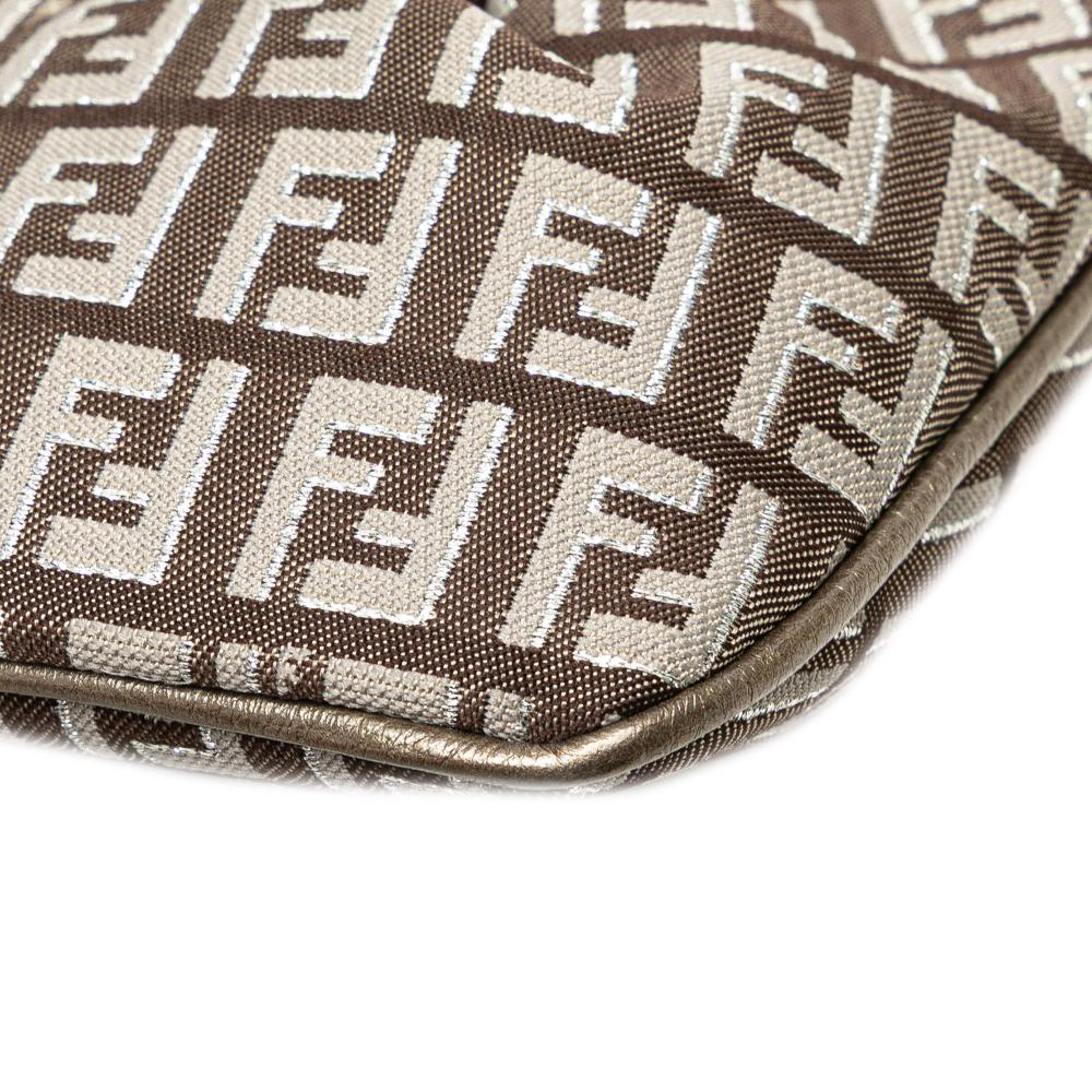Fendi AB Fendi Brown Dark Brown Canvas Fabric Zucchino Chain Pochette Italy