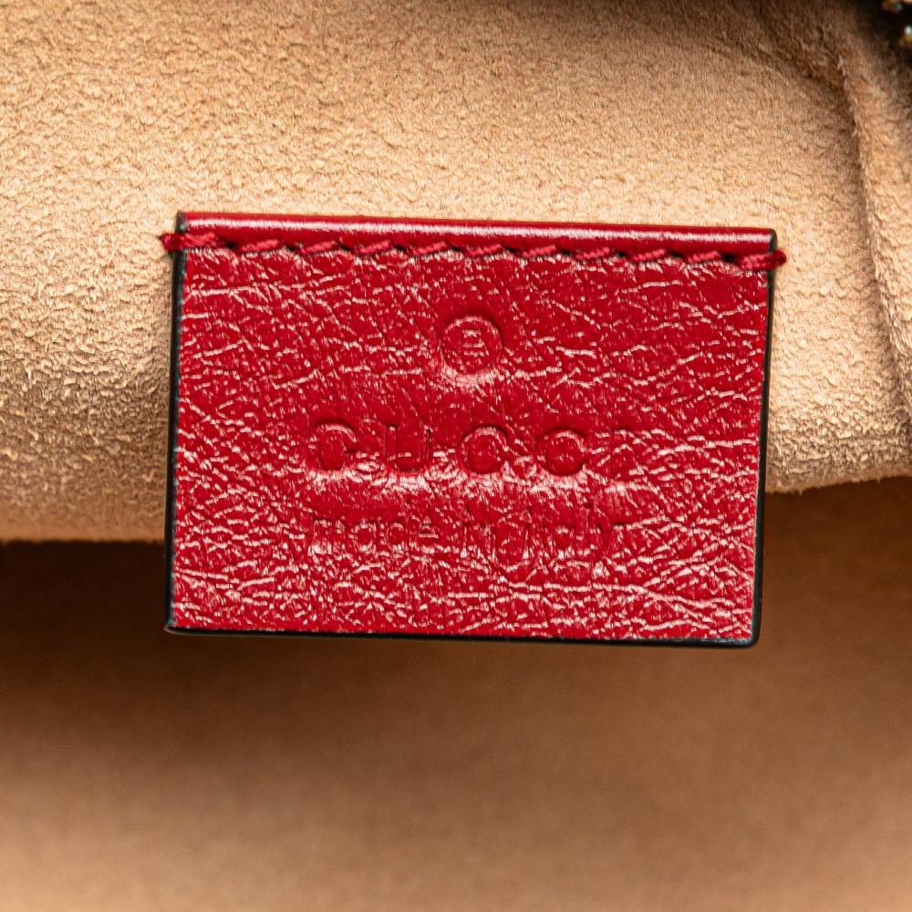 Gucci B Gucci Red Calf Leather GG Marmont Matelasse Double Zip Crossbody Italy