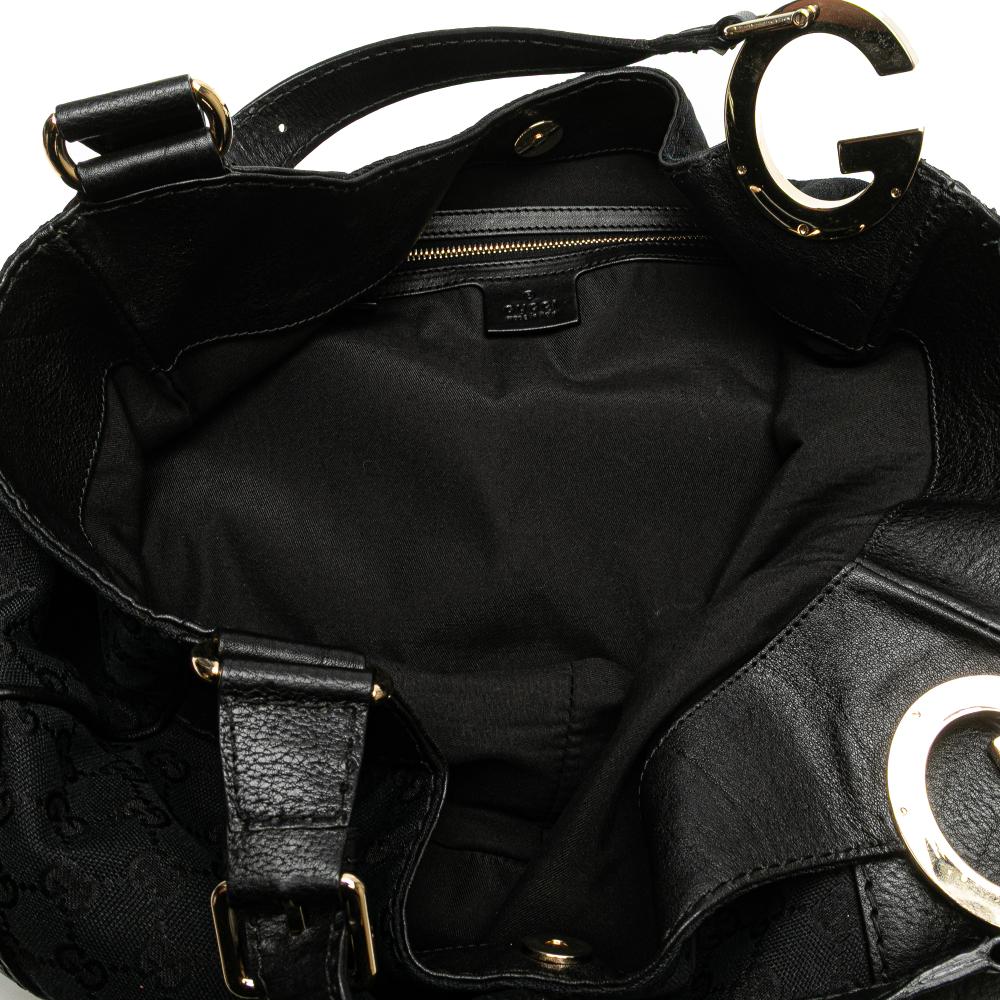 Gucci B Gucci Blue Navy Canvas Fabric GG Charlotte Tote Italy