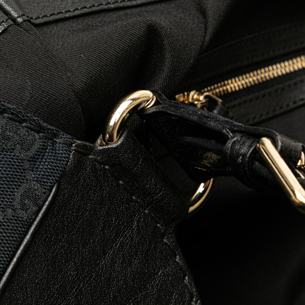 Gucci B Gucci Blue Navy Canvas Fabric GG Charlotte Tote Italy