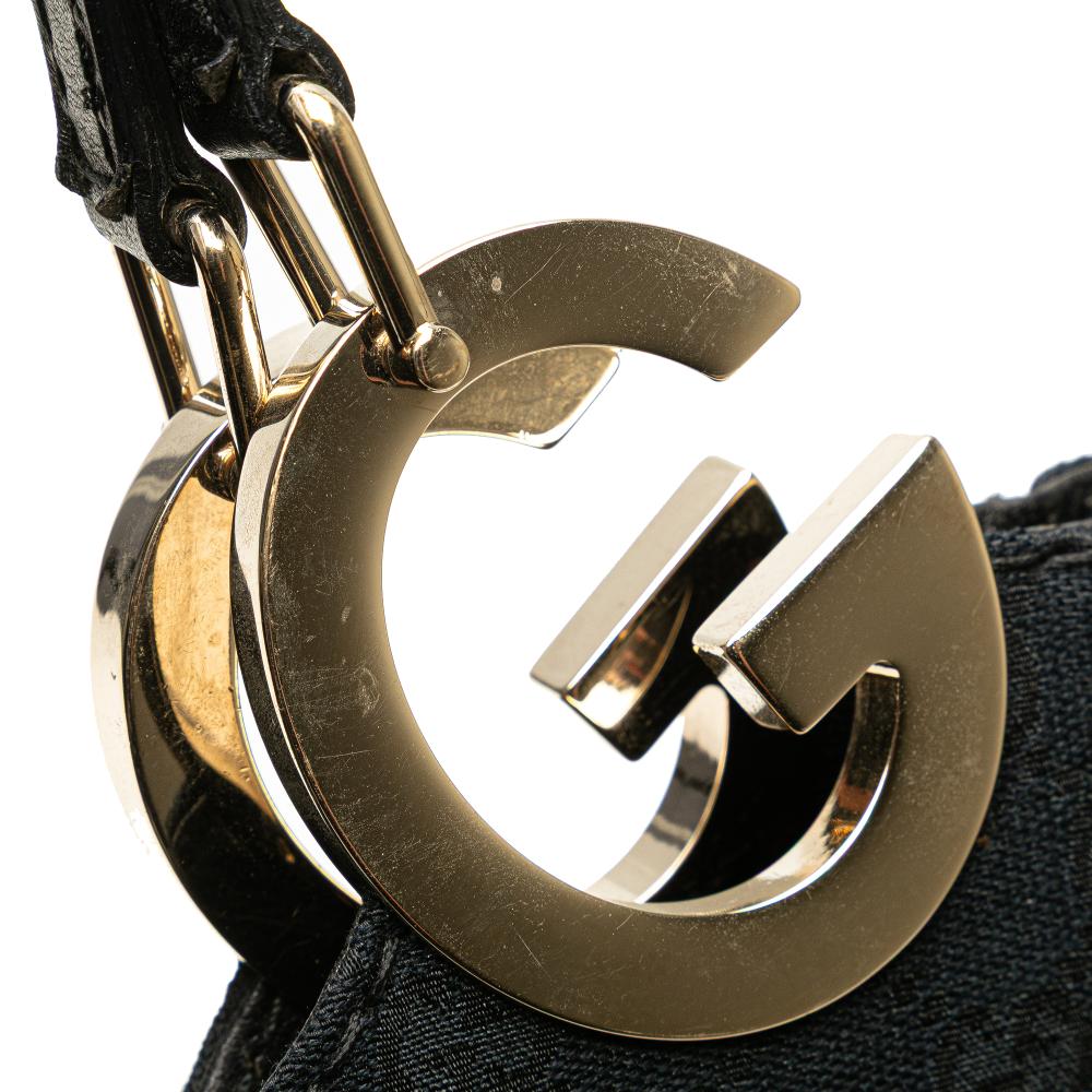 Gucci B Gucci Blue Navy Canvas Fabric GG Charlotte Tote Italy