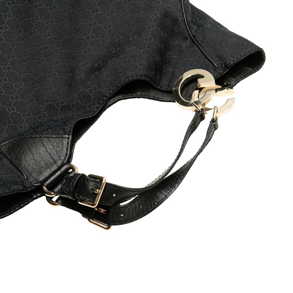 Gucci B Gucci Blue Navy Canvas Fabric GG Charlotte Tote Italy