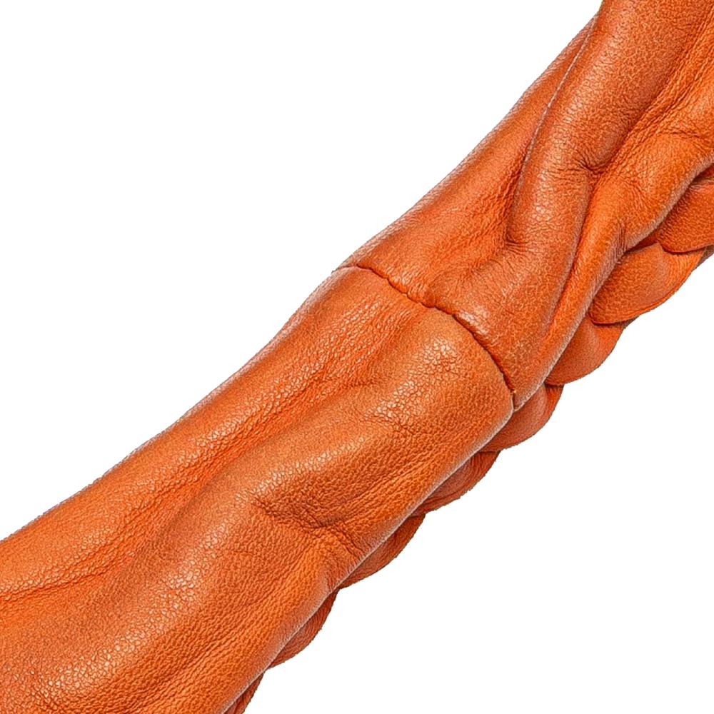 Bottega Veneta B Bottega Veneta Orange Nappa Leather Leather Small Nappa Intrecciato Veneta Hobo Italy