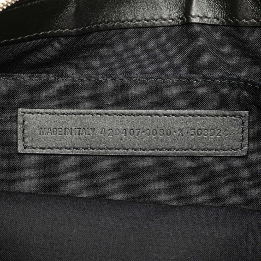 Balenciaga AB Balenciaga White Canvas Fabric M Navy Clip Clutch Italy